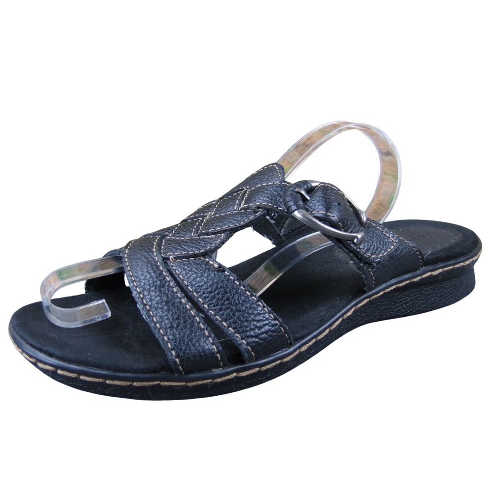 BareTraps‎ Parade Women's Black Leather Slide Sandals Size 8.5 Comfort